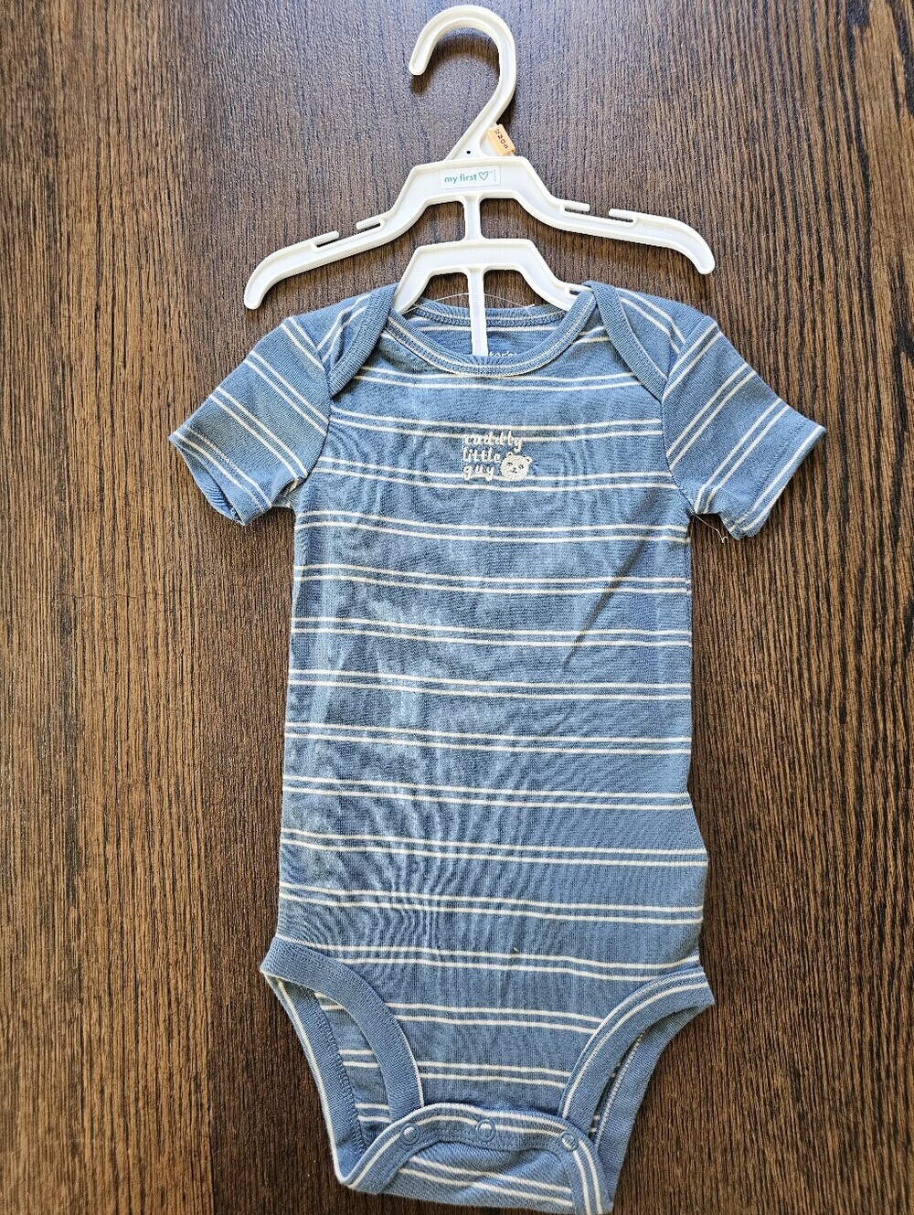 Carter's Blue White Striped Cuddly Little One Sleeveless Onesie Size 12 Mos NEW